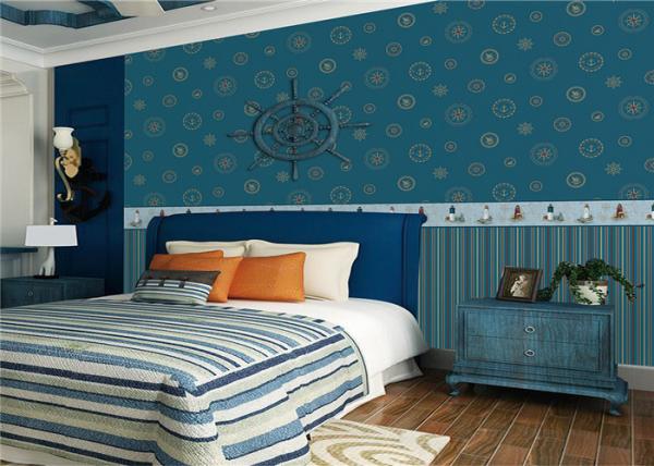 Quality Lovely Deep Blue Kids Bedroom Wallpaper Water Resistant OEM ODM Service for sale