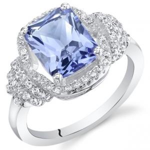 China Natural 2 ct Cushion Cut Tanzanite Cocktail Ring in Sterling Silver  Engagement Ring In 18K White Gold wholesale