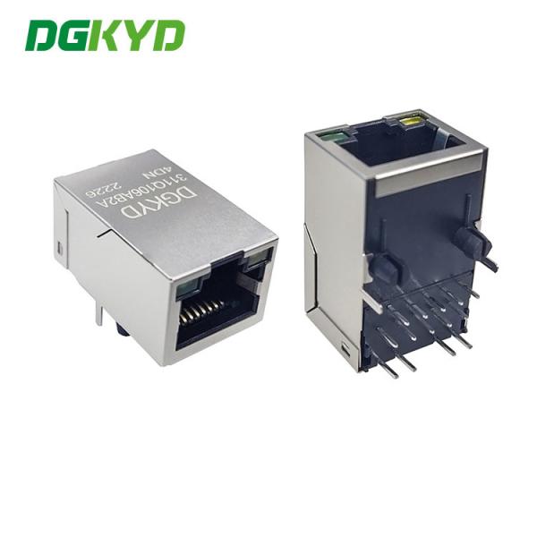 Quality DGKYD311Q106AB2A4DN RJ45 Network Interface TAB UP Modular Jack Single Port PCB Interface Illuminated Shield for sale