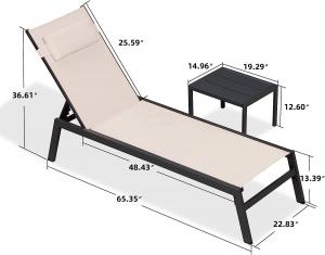 China Outdoor Lounge Chair Set Aluminum Patio Chaise Lounger Side Table and Pillow Outside Pool Beach Sunbathing Tann on sale