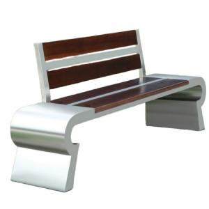 China Backrest Wooden Metal Garden Bench WPC Stainless Steel Outdoor Bench Seat wholesale