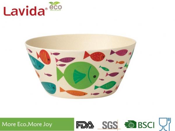 Quality Anti - Bacteria Disposable Bamboo Bowls Fresh Ocean Fish Design High Strength Durable for sale