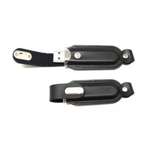 China Low Price Logo Print Leather USB Flash Disk, 16GB Leather Custom USB Flash Drive on sale