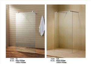 China Easy Install Walk In Shower Screen , Frameless Glass Shower Screen With Support Bar wholesale