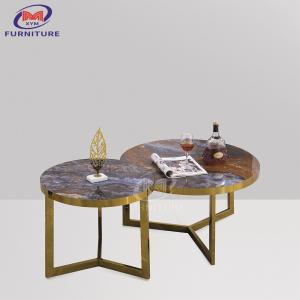 China Modern Steel Coffee Round Marble Table Nesting Stainless Steel Tables For Living Room on sale