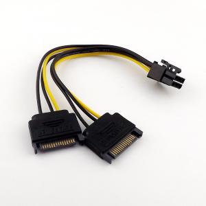 China Dual ST 15 Pin Cable Male to PCI-E 6 Pin Female Video Card Power Adapter Cable wholesale