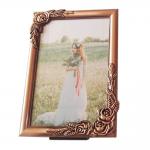 Metal emboss Rose Adorned Picture Frame 5x7 inch, Classic Floral Design Vintage