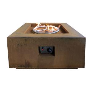 China Square Patio Fireplace Outdoor Heater Corten Steel Gas Fire Pit Table on sale
