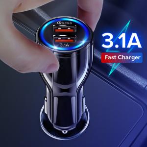 China 18W 3.1A Car Charger Quick Charge 3.0 Universal Dual USB Fast Charging QC For iPhone Samsung Xiaomi Mobile Phone In Car wholesale