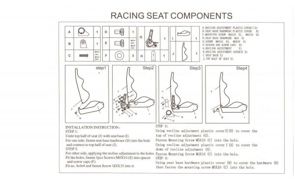 Double or single slider Sport Racing back Seats / auto bucket seats
