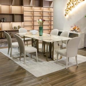 China Luxury Modern Home Furniture Dining Room Table Stainless Steel Marble Dining Table wholesale