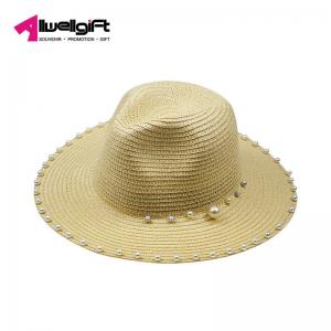 China Striped Pearl Beaded Summer Beach Hats For Women Sun Hats wholesale