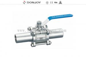 China 3pcs welded full port Sanitary Ball Valve With connection pipe wholesale