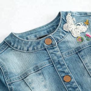 China Modern Design Embroidery Jeans Jacket For Girls , Spring Girls Jeans Coat on sale
