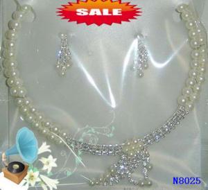 Silver Color Rhinestone Casting Beads Jewelry Beaded Pearl Necklaces for Gift 18g