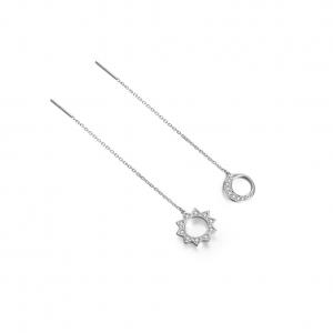 China Stering Silver 925 Long Tassels Hook Asymmetric Star & Moon Earrings on sale