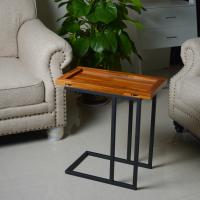 China Rectangular Coffee Side Table Teak Color H58cm With Metal Legs for sale