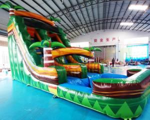China 0.55mm PVC Inflatable Slide With Pool Jumping Bounce House on sale