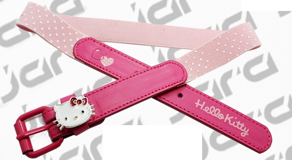 2.5cm Width Hello Kitty Kids Elastic Belts Silk Printing And Metal Logo On The Loop