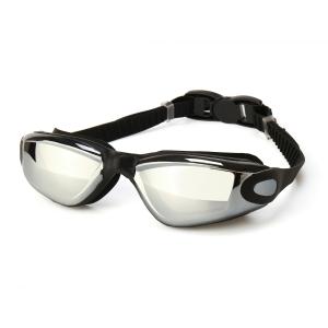 Summer Swimming Goggles Professional Anti-fog Swimming Goggles Men & Women Big Box Electroplating + Swimming Cap SilverI