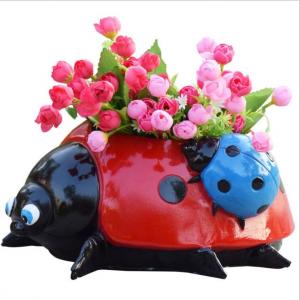 China polyresin Ladybug statue animal planter for garden decoration flower pot wholesale