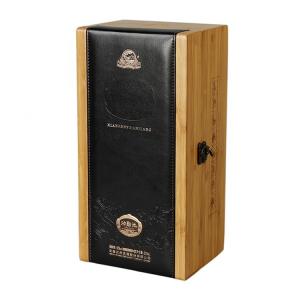 China Customized Wine Crafts Natural Bamboo Wood Wine Gift Box With PU Leather wholesale