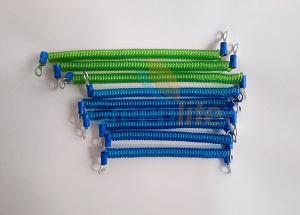 China Customized 15CM Length Green Steel Wire Safe Spring Coiled Strap Strings w/2pcs Metal Eyelets wholesale