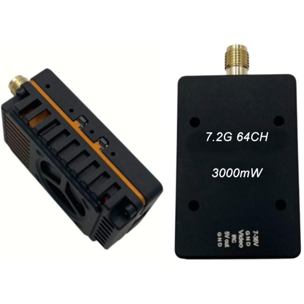 Aluminum Alloy 7.2GHz 3W VTX 64Channel FPV Drone Analog Wireless Video Transmitter for Various Application