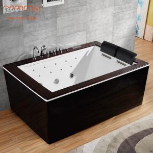 China 1800x700 Freestanding SPA Massage Bathtub Indoor 2 Person Black And White on sale