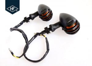 China Cafe Racer Black Metal Harley Led Turn Signals , Amber Motorcycle Front Turn Signals wholesale