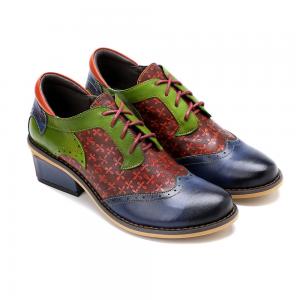 China Handmade Brogue Oxford Shoes Womens Lace Up Dress Shoes 36-42 Size wholesale