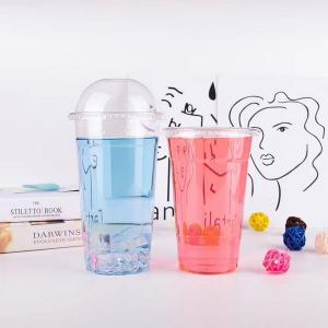 China 24oz Pet Beverage Disposable Drinking Cup Plastic Cups With Lids Recyclable wholesale