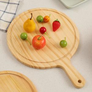 China 15x1.2cm Round Kitchenaid Bamboo Butcher Block Cutting Board Pizza Tray With Handle wholesale