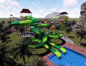 China FRP Fiberglass Water Slide 178m Length Super Spiral Slide For Aquatic Park wholesale