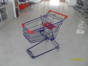 China Safety Plastic 75L Retail Wire Shopping Cart With Easy Pushing Handle wholesale