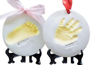 China Little Baby Clay Impression Kit Ribbon Imprint Keepsake Baby Footprint Kits wholesale