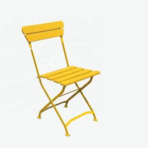 China Outdoor Yellow Folding Beach Lounge Chair Metal Powder Coated Tube Frame Fold Up Beach Lounger wholesale