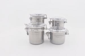 China 4pcs set Wholesale 304#stainless steel round tea tin candy can food storage canister with plastic lid wholesale