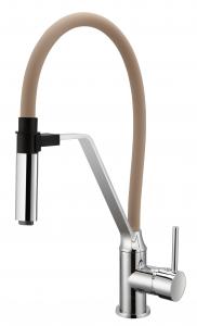 China CONNE Pull Out Kitchen Mixer Faucet Desk Mounted Magnetic Light Brown Tube wholesale