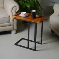 China Rectangular Coffee Side Table Teak Color H58cm With Metal Legs for sale