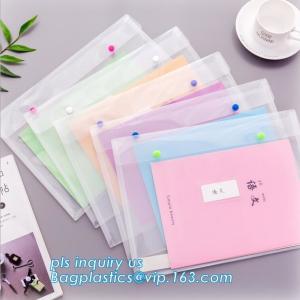 China A4 custom PP plastic file folder, document wallet with button, pp a4 decorative expanding file folders wholesale
