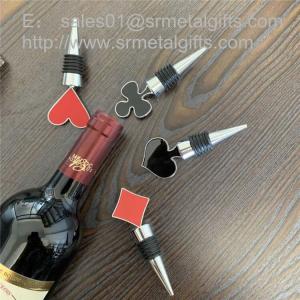 China Enamel Top Metal Alloy Wine Bottle Stopper with Rubber Band China Factory wholesale