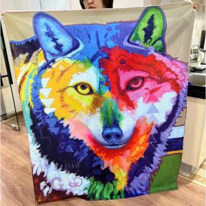China Home Wolf Blanket Soft Cozy Air Conditioning Machine Wash Blanket Gray Throw 50X60 wholesale