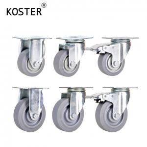 China 75mm 3inch Platform Trolley Furniture TPR Soft Grey Rubber Plate Swivel Caster Wheels wholesale
