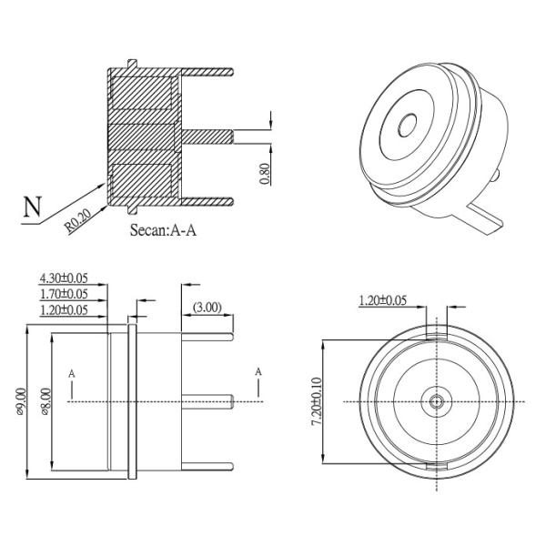 Black 90A Connector Jacket Round Magnetic Connector with T-shape Design Mechanical Life 10000 Cycle Min. Dia. 8.0mm