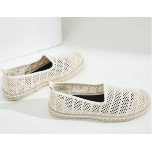 Solid Pattern Espadrilles Shoes With Canvas Upper Material And Cotton Lining