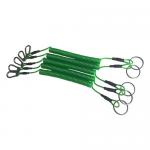 Transparent Green Coiled Tool Lanyard PU Covered With Carabiner / Key Ring