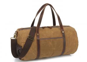 China Waxed Canvas Travel Duffel Bag Waterproof Genuine Leather Travel Weekend Bags wholesale