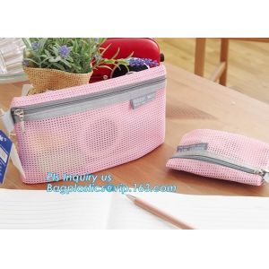 zipper lock file document mesh bag, A6 transparent zipper mesh document file stationery bag, zip Lock File Bags Stationa