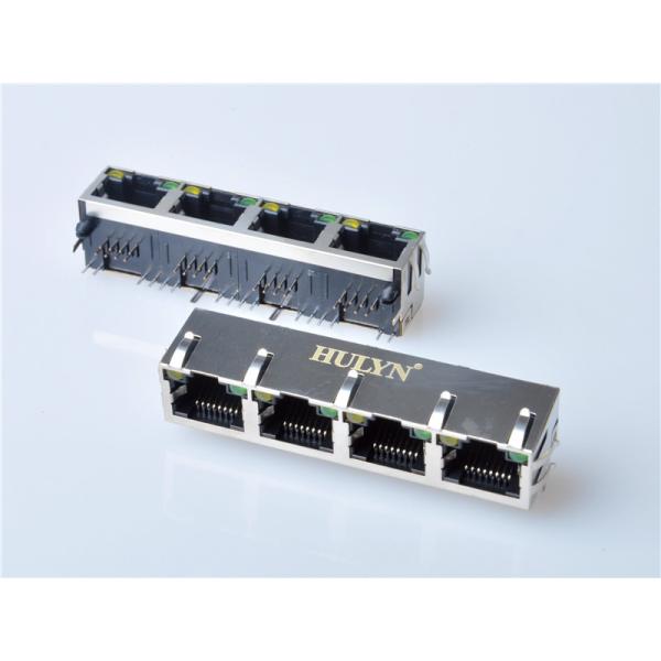 HULYN Very low profile, Shielded RJ45 Modular Jack, Through Hole Type, 1x4,with LEDs，
